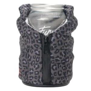 Puffin - The Puffy Vest 단열 355ml(12온스) 캔 쿨러 I 맥주병 및 소다 단열재, 음료와 음료를 차갑게 유지 블랙 레오파드