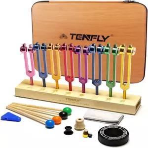 TENFLY 차크라 튜닝 포크 세트 DNA 힐링 사운드 테라피 등을 위한 7가지 차크라+1 소울 목적 가중