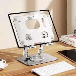 회전형 노트북받침대 실버 360도 조절 접이식스탠드 거치 높이 알루미늄대 침대대 거치대 각도대 높이대
