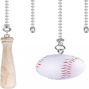 도틀라이트 2Pcs 야구 천장 팬 풀 체인 스포츠 테마 스트링 참 장식 연장 14인치 직경 3mm 비즈 라이트