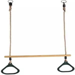 플라스틱 체육관 링이 있는 HUAWELL 나무 사다리꼴 - 야외 N 실내 놀이터 2 in 1 용 스윙 세트