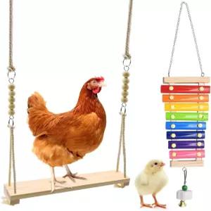 스윙 토이 실로폰 가금류 달리기용 치킨 장난감 2개 루스터 암탉 병아리 애완 앵무새 마카우 엔터테인먼트