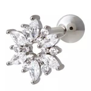 [미니아트] 써지컬 스틸 눈꽃 큐빅 패션 피어싱 한쪽