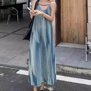 고품질 나시 나염원피스 여성 원피스 바캉스 휴양지룩 꾸안꾸룩 (WFKEOS0)