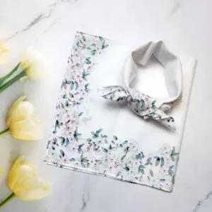 플라워 순면 손수건 화이트 WFIQE3S