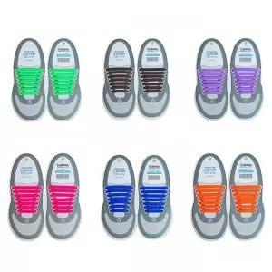 패션 매듭없는 컬러 운동화끈 실리콘 신발끈 운동화끈 여성 매듭없는 실리콘