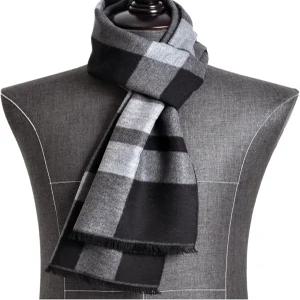 시일케빈 남성용 겨울 따뜻한 스카프와 태슬 소프트 클래식 남성 캐시미어 느낌 격자무늬 긴 스카프