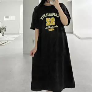 라운지룩 반팔홈원피스 넉넉한 롱치마 홈드레스