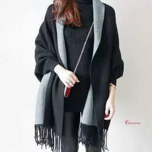 투톤 따듯한 케이프숄 포인트 숄가디건 패션 목도리nop177