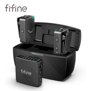 FIFINE M9 무선 라발리에 마이크, 라펠 시스템, 브이로그 녹화용, 아이폰, 안드로이드, 카메라, 노트북용