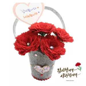 (글로벌이지) 펠트 카네이션 꽃바구니-10인 포장