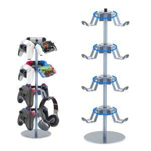 PS5 Xbox 닌텐도 스위치 PS4용 DGPCT 4단 360도 회전 게임 컨트롤러 스탠드, 책상용 알루미늄 합금 헤드셋 홀더, 범용 게이밍 헤드폰 스탠드 정리 랙, 그레이