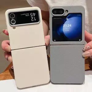 삼성 갤럭시 Z 플립 7 FE 6 5 4 3 5G 고급 가죽 케이스 충격 방지 소프트 TPU 폴딩 폰 커버 (삼성 Z 플립5