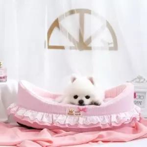 강아지용 레이스달린 핑크 베드 방석 U144977 냥덕후