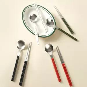 네오플램 스텐 304 레브 수저 4인 (숟가락+젓가락) 레드+화이트+블랙+그린