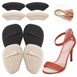 여성용 신발을 위한 Ryetvok 8Pcs 힐 그립, 쿠션 + 볼 오브 풋 쿠션, 하이힐 / 플랫용 미끄럼 방지 용 라이너, 블랙 & 베이지