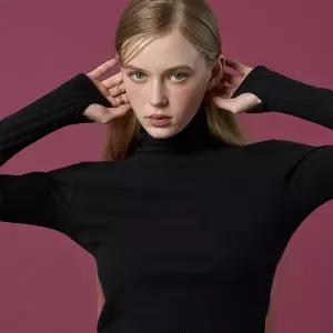 [KOLEAT][워머골지 ver.] 도톰 니트 목폴라 롱슬리브 긴팔 목티 (블랙) 이너