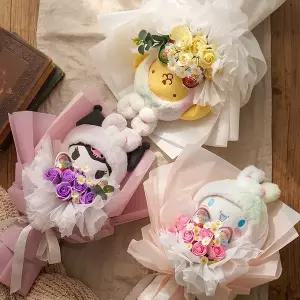 [아침향기]초콜릿 시나모롤 정품 산리오 중형 그라데이션 인형 킨더 비누꽃다발 졸업식 입학식 학예회