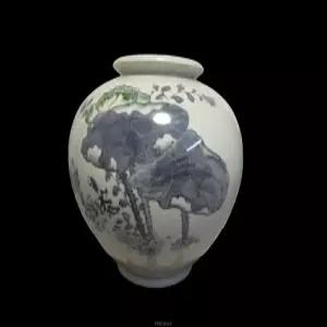 동양앤틱~광주 왕실도자기 명장 도편수 5대 지평 한기석作 백자 묵호 연화 게문 대호 항아리 도자기 갤러리작품