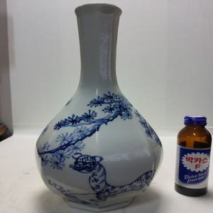 청대 청화백자 까치호량이 팔각 주병 높이32cm무게1.5kg 단초마을 골동품/수집품/도자기