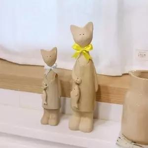 ( )리본 고양이 장식 소품 2p 도자기 인형 인테리어 신혼 집들이 개업 선물