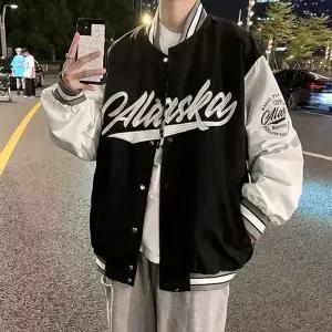 남성 야구 바시티 점퍼 2색 레터링 캐주얼 자켓