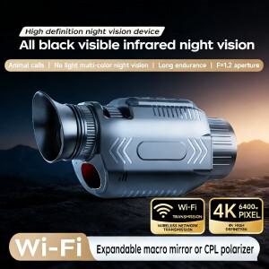 충전식 적외선 고글 4K 디지털 단안 망원경 28배 줌 64MP 하이킹 캠핑 야간 투시용