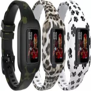 비보핏 JR 3와 호환되는 TiMOVO 교체 밴드 [3팩] 부드러운 실리콘 스트랩 패턴 프린트 손목 스마트워치