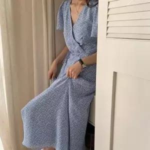 이쁘다요 쉬폰 원피스 내추럴 여름 랩 패턴 WFLMPO0