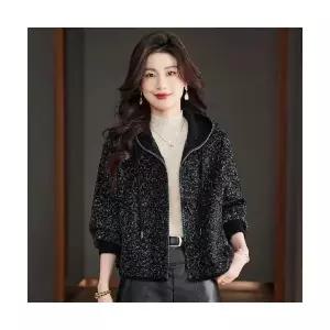 EAMT 여자 맨투맨 캐주얼 트위드 숏 가을 겨울 후드 카디건 EUNG4