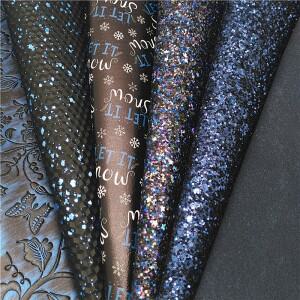 네이비 블루 청키 반짝이 가죽 시트 스웨이드 인조 나비 양각 합성 프린팅 DIY W347