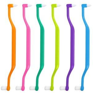 포괄적인 구강 관리를 위한 치간 및 사랑니 칫솔 헤드가 포함된 세남 6피스 2-in-1 칫솔, 치아 사이의 부드러운 단일 교정용