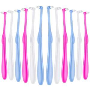 오 12피스 터프트 칫솔 끝 벌크 컴팩트 싱글 브러시 소프트 치아 교정용 치간 트림 치과 임플란트 틀니 디테일 클리닝, 스몰 헤드