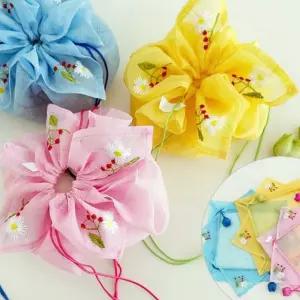 전통 복주머니 답례품 포장주머니 꽃모양 선물봉투 돌잔치