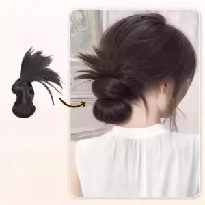 여성 똥머리 로우번 자연스러운 부분가발 볼륨 집게핀 포니테일가발 헤어액세서리