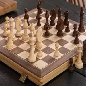 클래식체스판 대형 나무 접이식 세트 원목 게임 카드와 우드 보드 취미 경마