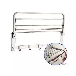 다용도 2단 선반 타올걸이 수건 욕실 접이식pqr475