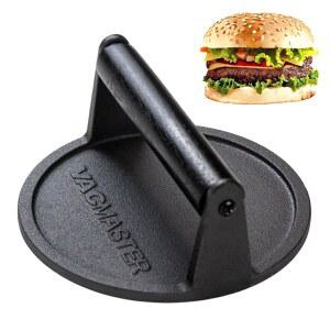 백마스터 주물 아이언 버거 프레스 스매셔, 직경 6.25인치, 상업용 등급, 헤비 듀티, 논스틱 표면, 블랙