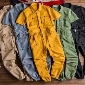 빈티지 작업복 반팔 점프슈트 워크웨어 정비복 사육사 사파리