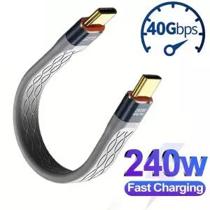 USB4.0 40Gbps 케이블 PD 240W 고속 충전 케이블 USB C to Type C 숏 파워뱅크 USB 충전기 와이어 PC 노트