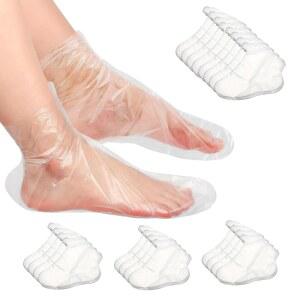 200PCS 플라스틱 일회용 발 커버, 페디큐어 핫 스파 왁스 트리트먼트용 파라핀 배스 라이너, 더 두꺼운 온열 용 커버 가방 양말 라이너
