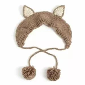 귀여운방한모자 니트 귀도리(브라운) 귀여운겨울모자