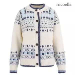 로코엘라 엘로나 노르딕 패턴 단추 니트 가디건