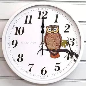 GB4539 무소음 부엉이 교육용 메탈 벽시계 화이트30cm W398134