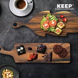 [KEEP]KEEP 캠핑 통원목 월넛 도마 2p 세트 플레이팅 원목 호두나무 캠핑 손잡이 도마