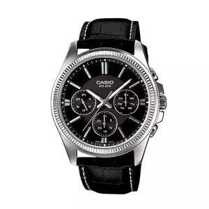 [신세계라이브쇼핑]카시오 MTP-1375L-1A 남성 라운드 아날로그 가죽 손목 시계