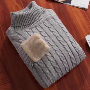 두꺼운 니트 스웨터 목 폴라 라운드넥 남자 순면 겨울 기모 도톰 남성 터틀넥 꽈배기 슬림