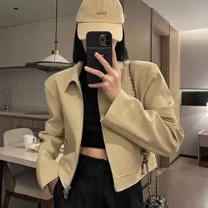 [하프클럽/알티피아]여성 크롭 카라넥 블루종 자켓 트랜디 봄가을 아우터