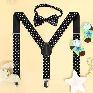 땡땡이 어린이 멜빵 블랙