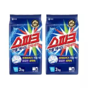 스파크 찬물에 잘녹는 가루세제 일반 드럼 겸용 오리지널 리필 3kg x 2개